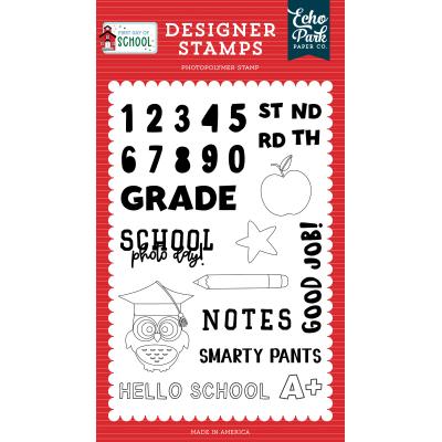 Echo Park First Day Of School Clear Stamps - Grade School